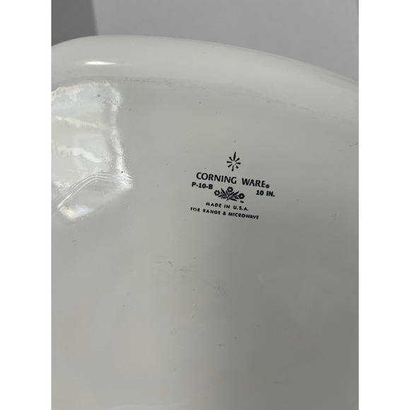 Rare Vintage Pyrex Corning Ware Blue Cornflower P-10-B 10 inch Stamped w/lid - Picture 9 of 13